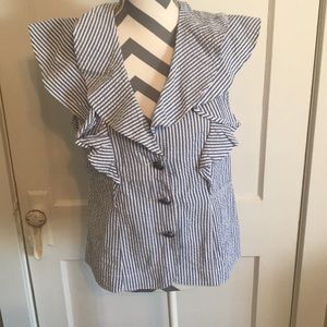 AMX Seersucker Peplum Top